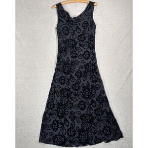 Eva Blue‎ Size S Maxi Velvet Burnout Dress Whimsigoth Gothic Vamp Dark Fairy 90s